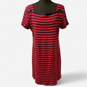Chaps red and navy square neckline dress Size XL